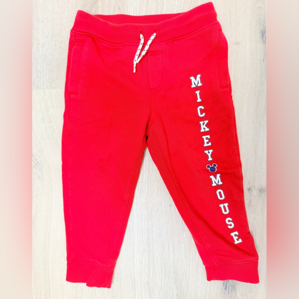 Janie & Jack X Disney Collab Red Mickey Mouse Sweatpants. Size 2T